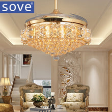 Load image into Gallery viewer, 52inch LED Crystal chandelier fan lights living room modern fan with remote control ventilateur plafonnier ventilador de techo