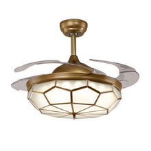 Load image into Gallery viewer, American Copper Invisible Fan Lamp Dining Room Dining Room Chandelier Living Room Ceiling Fan Light Bedroom Led European Lamps
