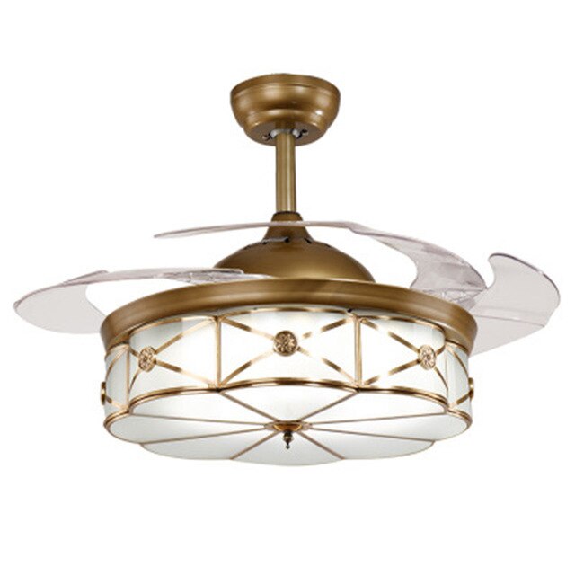 American Copper Invisible Fan Lamp Dining Room Dining Room Chandelier Living Room Ceiling Fan Light Bedroom Led European Lamps