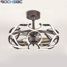 Load image into Gallery viewer, BOCHSBC Modern LED Ceiling Fan Light Aluminum Remote Control Inverter Fan Hanging Lamp for Restaurant Bedroom Living Dining Room