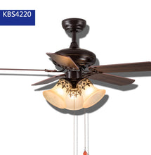 Load image into Gallery viewer, Vintage ceiling fan with light Living room Kitchen Dining room roof fan with remote controller 42 Inch industrial ceiling fan