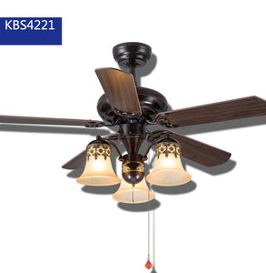 Vintage ceiling fan with light Living room Kitchen Dining room roof fan with remote controller 42 Inch industrial ceiling fan